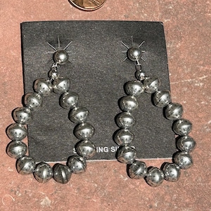 Navajo Pearl Style earrings in Aztec design sterling silver beads.  E-900