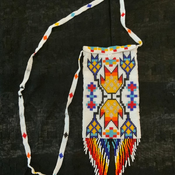 Handcrafted beadwork crossbody bag made by an indigenous artisan in the highlands of Guatemala