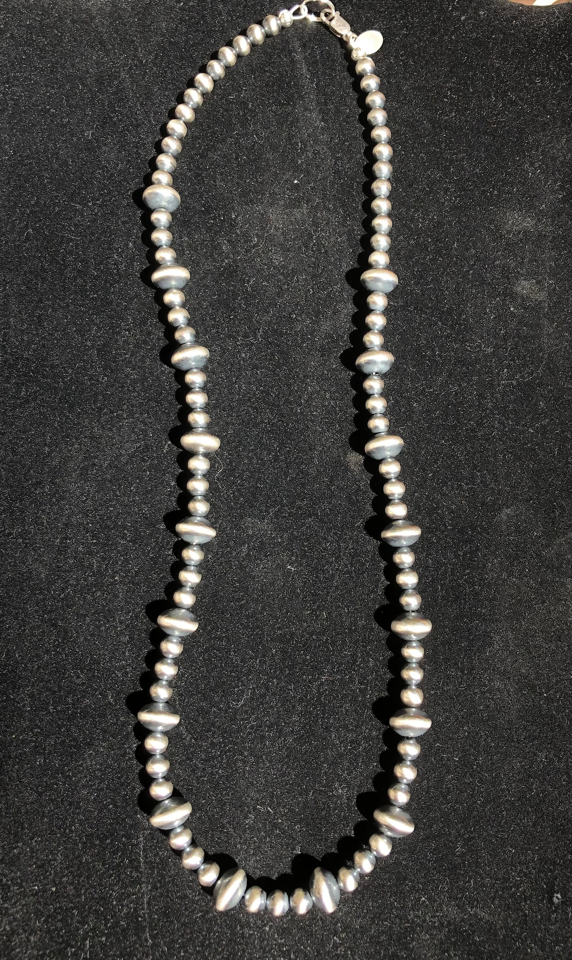 Sterling Silver Navajo Pearl Saucer Bead Bracelet By Artist Jake - 7g, Unsigned
