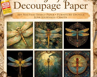 Rice Paper for Decoupage /Dragonfly Decoupage Paper /Insect Ephemera /Dragonfly Scrapbooking Paper /Animal Decoupage /Victorian Decoupage