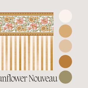 Victorian Floral Dollhouse Wallpaper Printable | 1:12 Scale Miniature Wallpaper | Antique Border Stripe Dollhouse Wall Decor