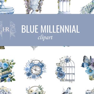 Grand Millennial PNG, Pretty Grand Millennial, Grand Millennial Clip Art, Grand Millennial Prints Download, Blue Chinoiserie Print Set