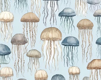 Rice Paper for Decoupage / Jellyfish Seashells Seahorse / Rice Paper / Vintage Ocean Grand Millennial Pattern/Sea Urchin Art Decoupage Paper