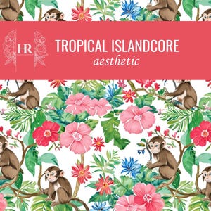 Bright Tropical Pattern, Bright Tropical Classroom Decor, Polynesian Resort, Polynesian Artwork, Polynesian Digital, Tropical Decoupage