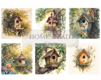 A4 Rice Paper Decoupage / Bird House Rice Paper / Bird Decoupage / Animal Decoupage / Animal Rice Paper / Decoupage Birdhouse