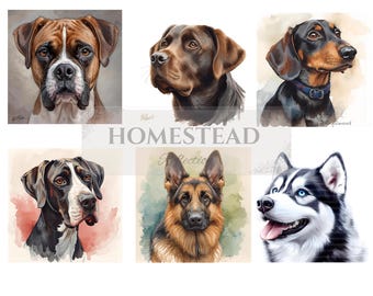 A4 Rice Paper Decoupage/Puppy Rice Paper/Dog Decoupage/ Dog Rice Paper / Animal Decoupage / Dog Ephemera/ Dog Breeds Scrapbooking Paper