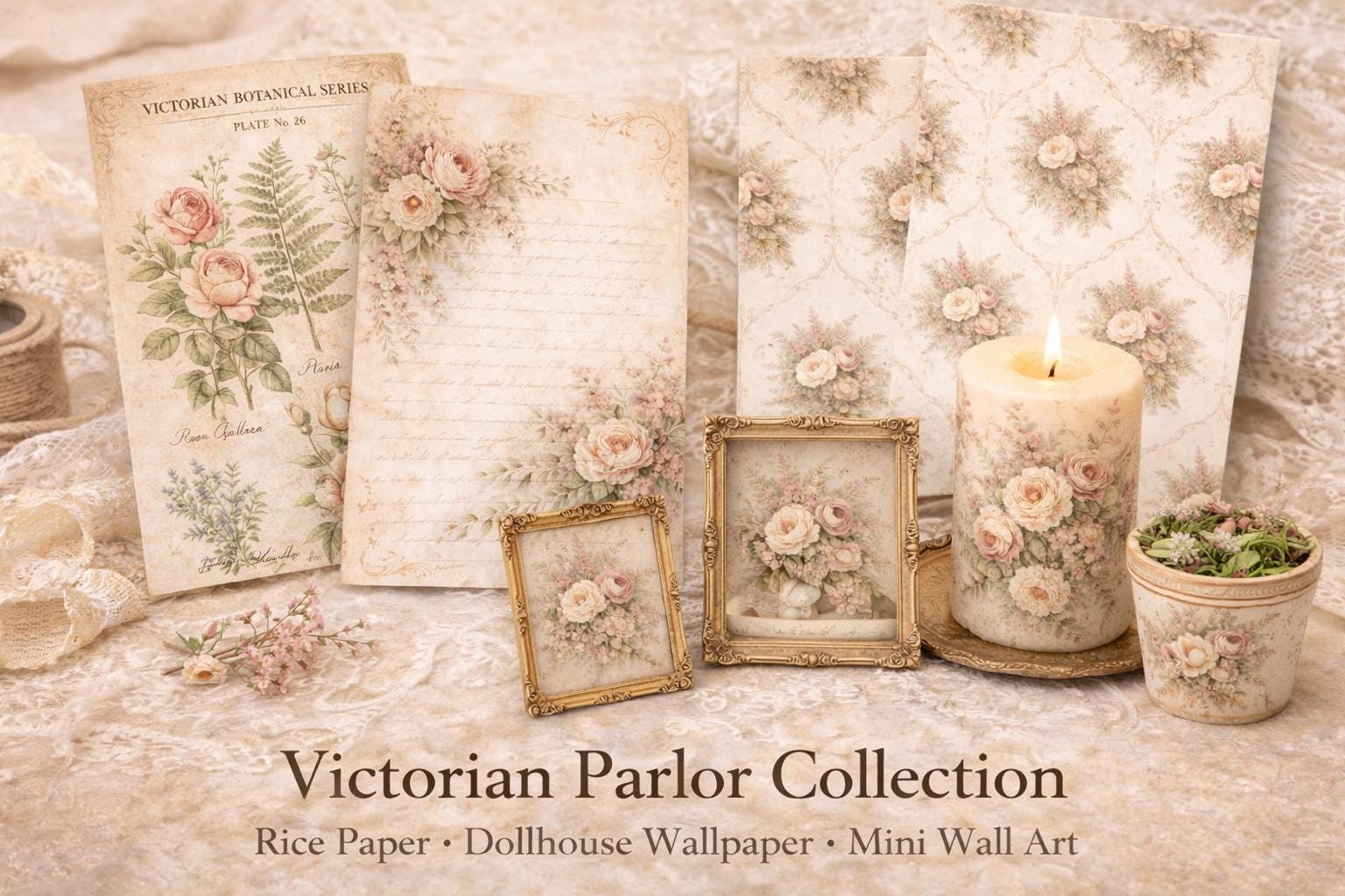 Botanical Rice Paper Set| Vintage Botanical Decoupage Paper | Floral ...