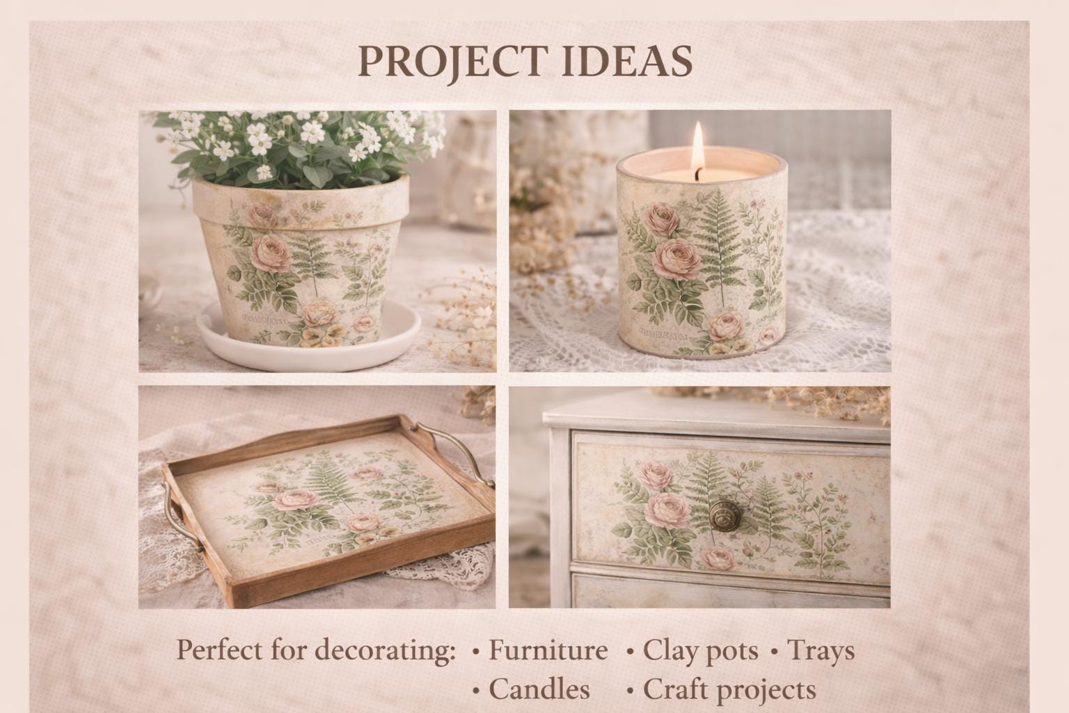 Botanical Rice Paper Set| Vintage Botanical Decoupage Paper | Floral ...