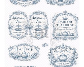 Vintage Tea Water Transfer Decals | French Tea Labels | Waterslide Decals for Furniture, Glass & Canisters | Farmhouse Tea Bar Decor