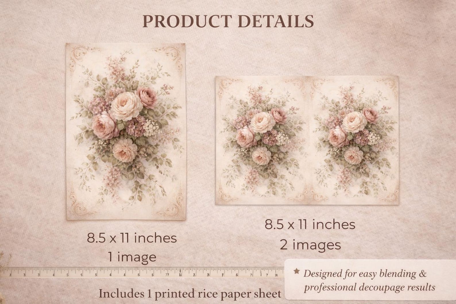 Decoupage Rice Paper Floral / Vintage Botanical Rice Paper for ...