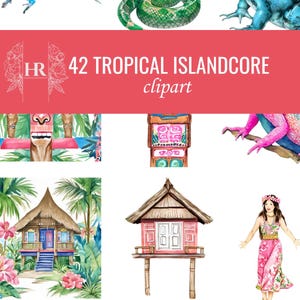 Bright Tropical Pattern, Bright Tropical Classroom Decor, Polynesian Resort, Polynesian Artwork, Polynesian Digital, Tropical Decoupage
