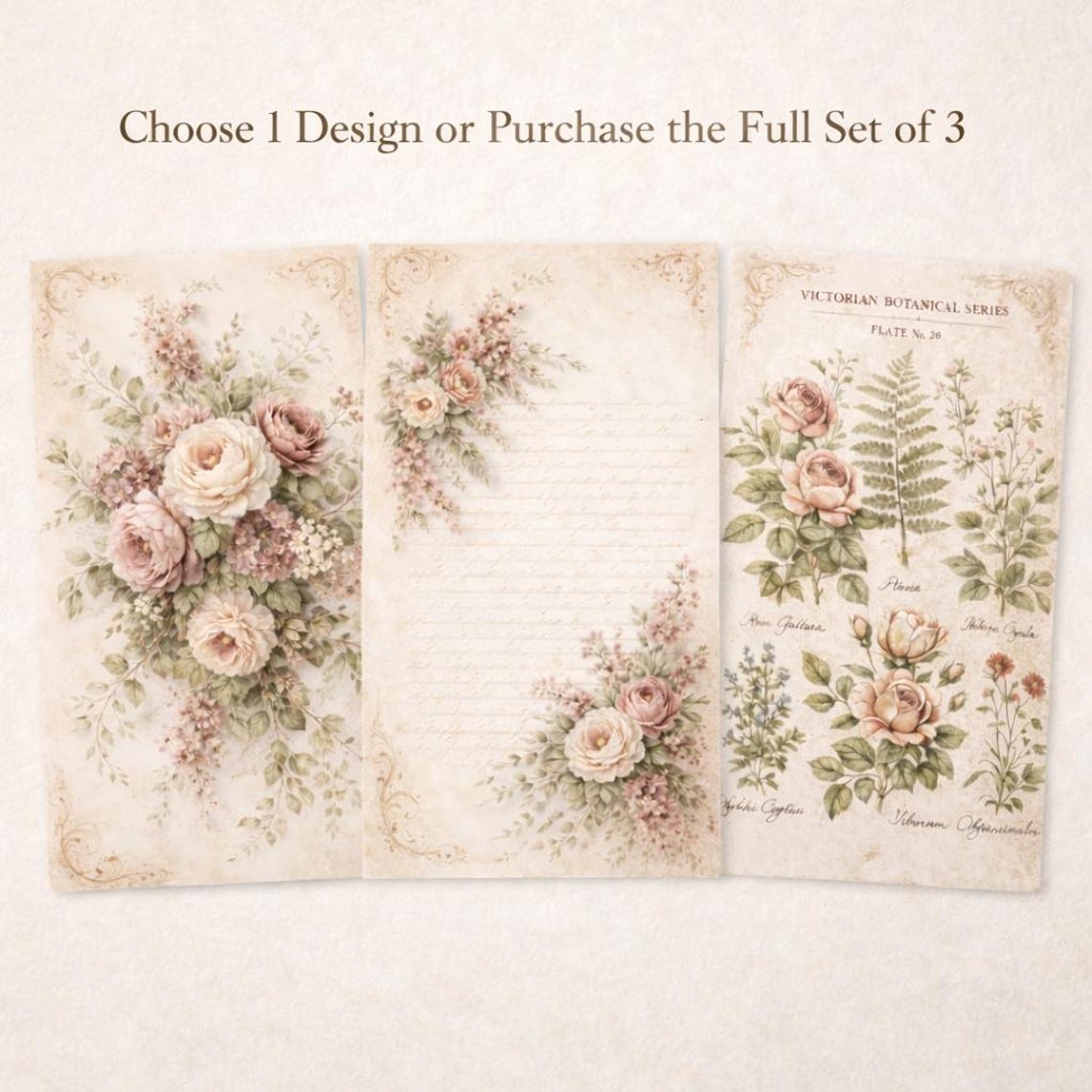 Botanical Rice Paper Set| Vintage Botanical Decoupage Paper | Floral ...