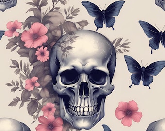 A4 Rice Paper Decoupage / Halloween Rice Paper/ Mulberry Paper/ Skull Decoupage Rice Paper/Halloween Decoupage Rice Paper/Goth Skull Paper