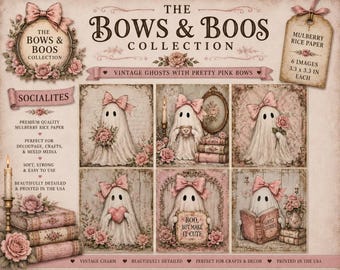 Pink Ghost Junk Journaling| Shabby Chic Halloween Mulberry Rice Paper | Cute Ghost Pumpkin Skull Craft Paper | Vintage Ghost Scrapbooking