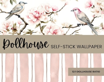 Dollhouse Wallpaper 1 12 / Victorian Dollhouse Wallpaper / Dollhouse Pink Wallpaper / Dollhouse Living Room / 1:12 Scale Miniature
