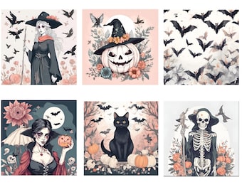 A4 Rice Paper Decoupage / Halloween Rice Paper / Halloween Rice Paper Printable/ Halloween Decoupage/ Moody Halloween/ Victorian Decoupage