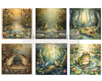 A4 Rice Paper Decoupage / Rice Paper for Decoupage Frog / Frog Decoupage Paper /Frog Rice Paper / Fairy Tale Scrapbook Ephemera