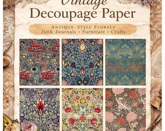 Vintage Floral Decoupage Paper for Furniture, Junk Journals & DIY Crafts