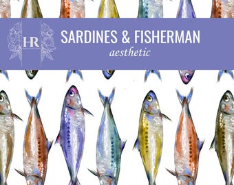 Portuguese Sardine, Sardine, Sardine Art, Mulberry Rice Paper, Mulberry Paper Sheets, Fisherman Catching, Nautical Decoupage Paper, Coastal