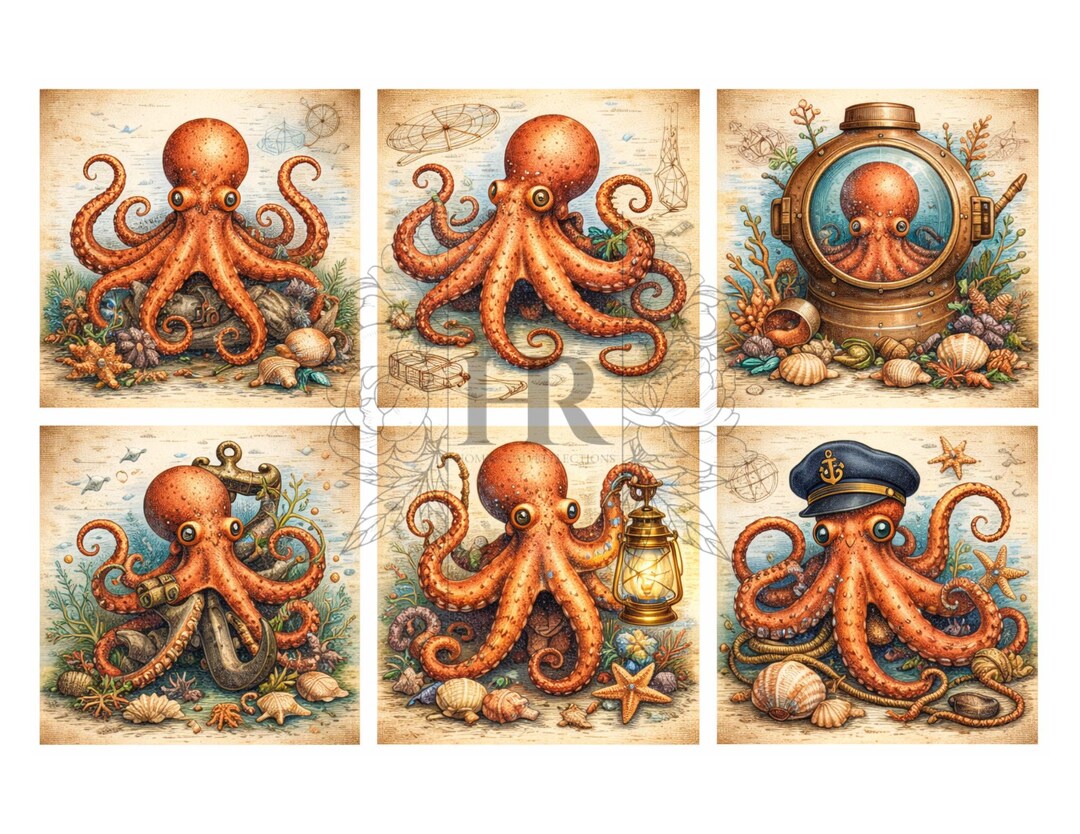 Rice Paper for Decoupage / Watercolor Octopus Decoupage Paper ...