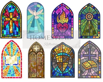 Digital Download / Religious Clipart/ Religious Stained Glass Art / Stained Glass Digital Paper / Christian Stained Glass /Stained Glass PNG