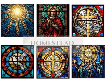 Digital Download / Religious Clipart/ Religious Stained Glass Art / Stained Glass Digital Paper / Christian Stained Glass /Stained Glass PNG