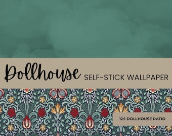 Dollhouse Wallpaper 1 12 / Victorian Dollhouse Wallpaper / Art Nouveau Wallpaper / Dollhouse Living Room / 1:12 Scale Miniature