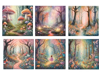 Enchanted Forest Decoupage/ Enchanted Forest Rice Paper/ Whimsical Forest/Mushroom Decoupage/ Fairy Tale Decoupage/ Fairy Tale Rice Paper