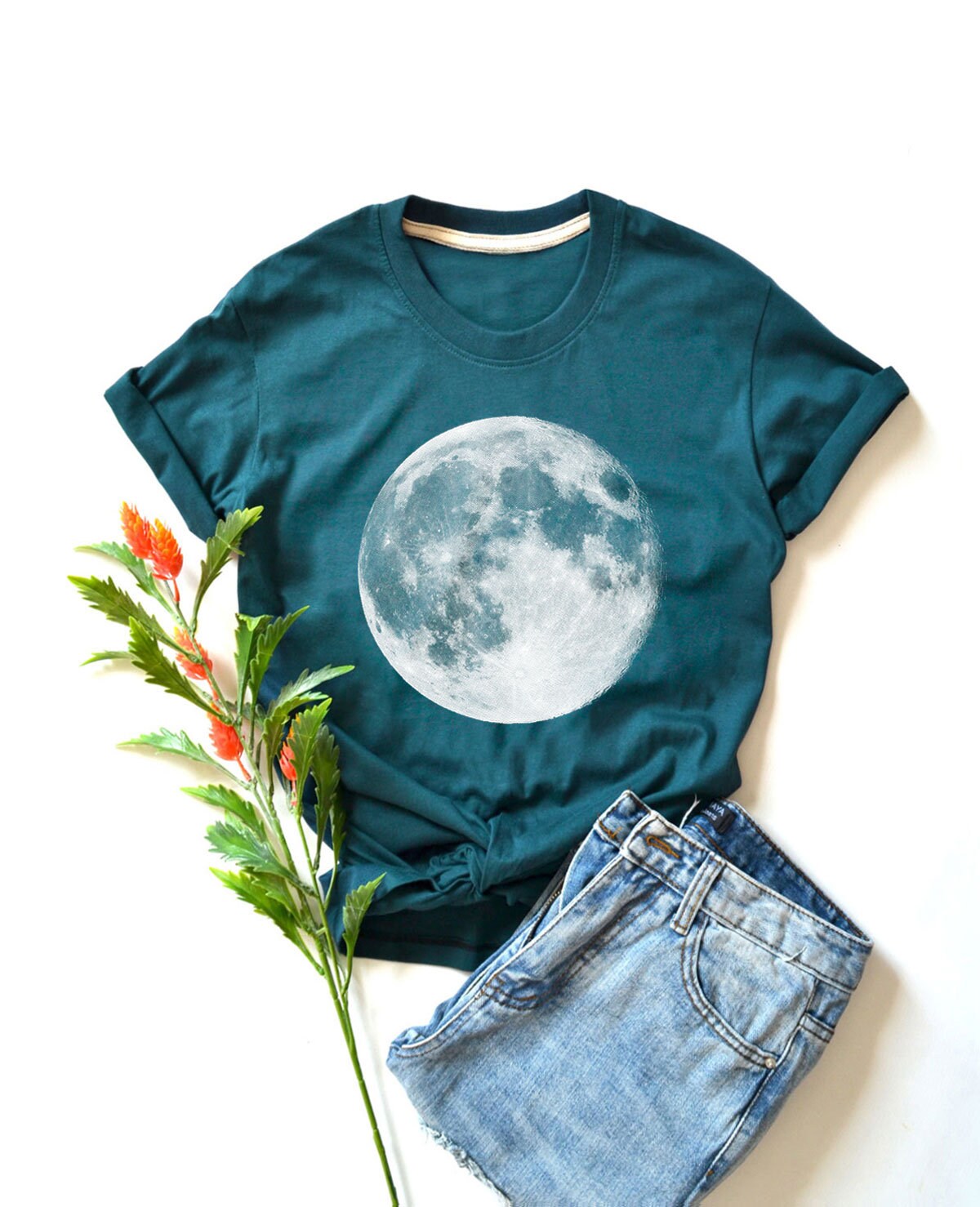 Full Moon Shirt Moon Graphic Tshirt Graphic Tshirt Clothing Etsy