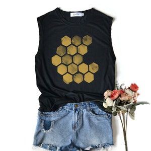 Honeycomb shirt bee graphic Shirt insect shirt Muscle tank workout regular tank tops