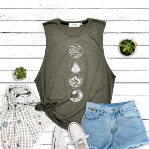 Element shirt earth water wind fire Shirt Nature shirt Balance shirt Muscle tee tank top workout tank