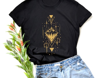 Mountains Graphic T-Shirt: Geometric Mountain Life Design