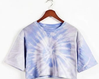 Katoenen tie-dye crop top workoutshirt, oversized pasvorm