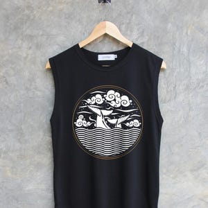 Blue whale shirt whale graphic whale surfer shirt Muscle tank workout regular tank tops