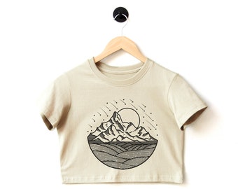 Crop shirt met print Desert Starry Night, top van zuidwestelijk katoen