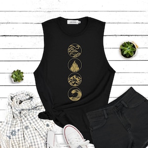 Element shirt earth water wind fire Shirt Nature shirt Balance shirt Muscle tee tank top workout tank