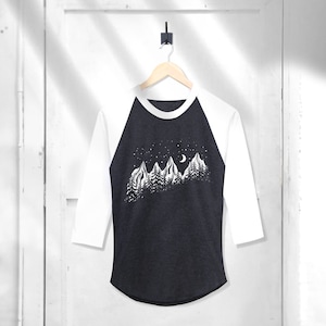 Mountains Shirt hiking Shirt faith can move mountains Shirt Baseball Raglan 3/4 Sleeve