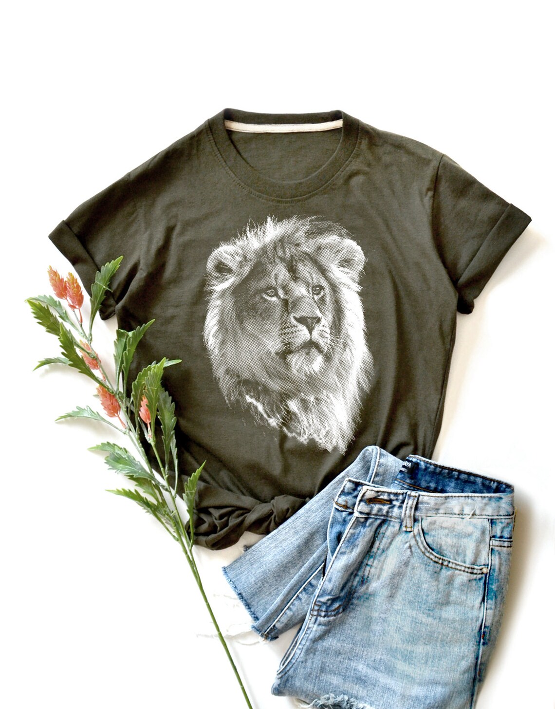 Lion Shirt animals T-Shirt lion face graphic funny T-Shirt | Etsy