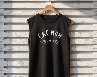 Cat mom Shirt pet lover shirt Muscle tank workout regular