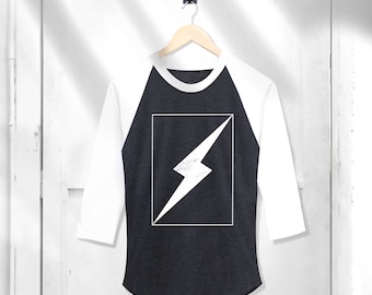 Lightning Bolt Graphic Raglan Shirt: 3/4 Sleeve Baseball Tee