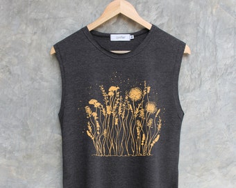 Wildflower shirt flowers grass Shirt flowers graphic shirt Muscle tank workout regular tank tops