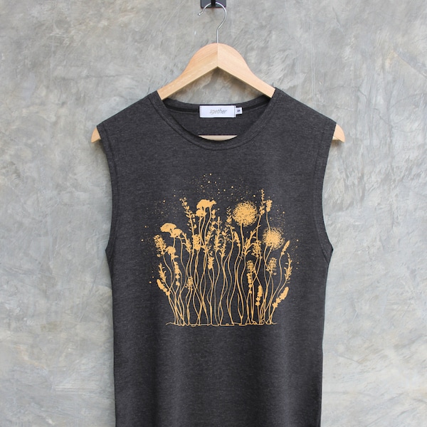 Wildflower shirt flowers grass Shirt flowers graphic shirt Muscle tank workout regular tank tops