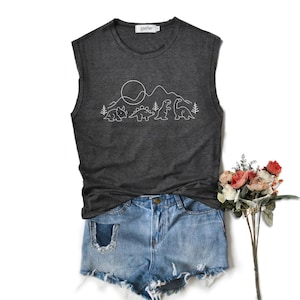 dinosaur shirt animals Shirt dinosaur graphic shirt Muscle tank workout regular tank tops