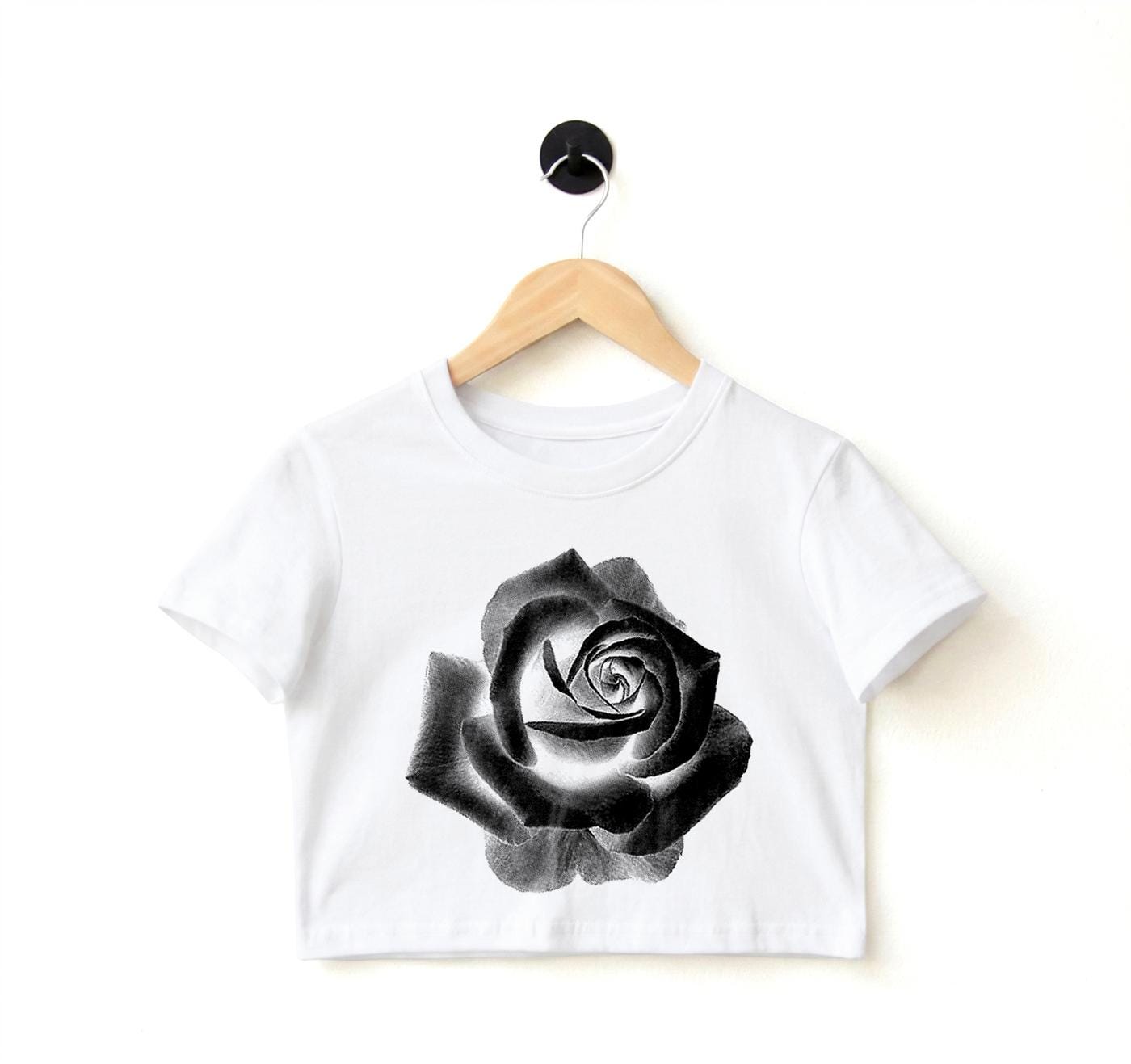 Rose Graphic Crop Top: Cotton Floral Shirt - Etsy