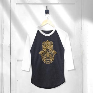 Hamsa hand Shirt hand graphic Shirt hamsa hand graphic Shirt Baseball Raglan 3/4 Sleeve
