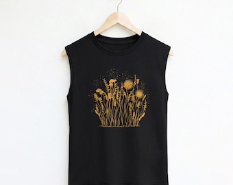 Wildflower Graphic Muscle Tank Top: Women's Workout Shirt