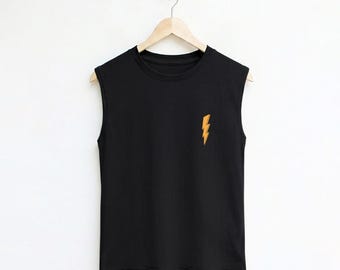 Lightning Bolt Muscle Tank Top: Women's Workout Shirt