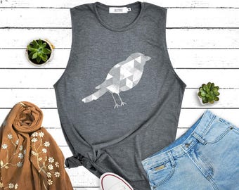 Gespierde Bird-tanktop met grafische print: workout-T-shirt voor dames