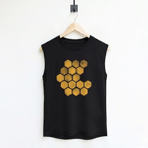 Honeycomb Graphic Muscle Tank Top - Bee Insect Shirt