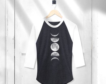 Moon Phases Raglan Shirt: Women's 3/4 Sleeve Baseball Tee